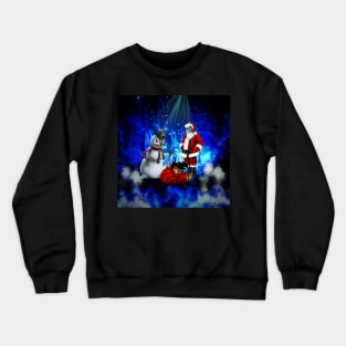 Dark christmas time with creepy Santa Claus and snowman Crewneck Sweatshirt